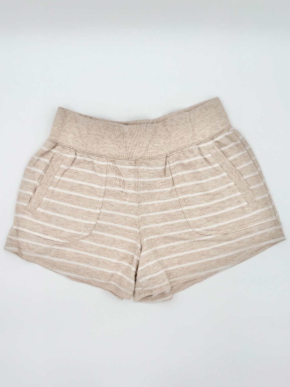 Athletic Works Striped Beige Pull-On Lounge Shorts M
